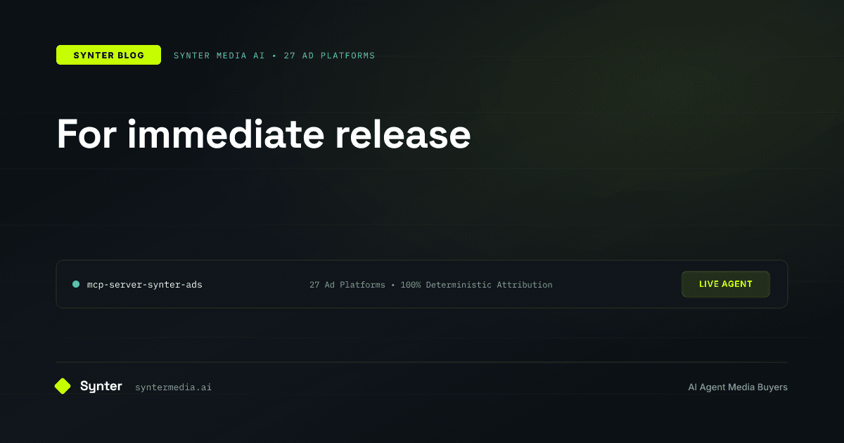 Synter Rolls Out Major Platform Enhancements, Expanding AI Agent Ad Execution Across 27 Platforms