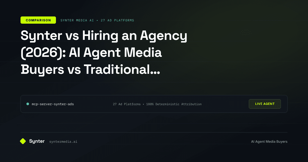 Synter vs Hiring an Agency (2026): AI Agent Media Buyers vs Traditional Retainers